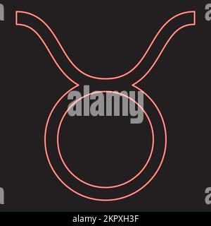 Neon taurus symbol red color vector illustration image flat style light Stock Vector