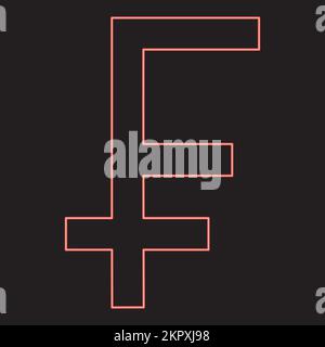 Neon franc symbol red color vector illustration image flat style light Stock Vector
