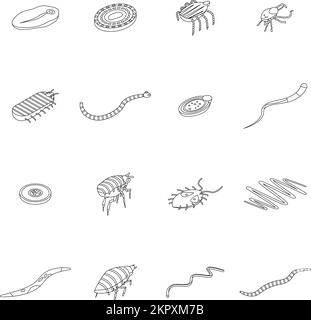 human body worm parasite line icon vector. human body worm parasite ...