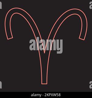 Neon aries symbol red color vector illustration image flat style light Stock Vector