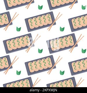 Spring rolls seamless pattern Stock Vector