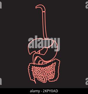 Neon digestive system red color vector illustration image flat style light Stock Vector