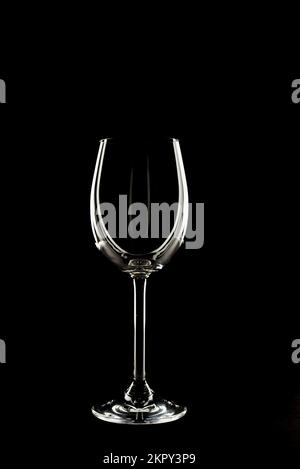 Empty wine glass on black background Stock Photo