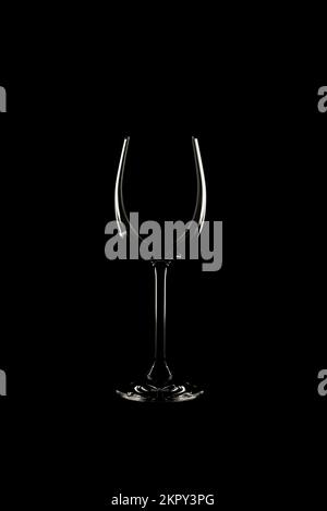 Empty wine glass on black background Stock Photo