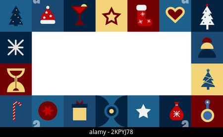 Christmas sale social media post template design. Online fashion business event offer promotion graphic web banner, card. Squares with different color Stock Vector