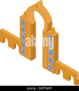 Medina arch icon isometric vector. Tunisia travel. Africa holiday Stock Vector