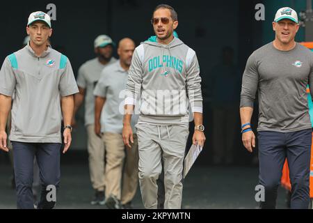 Miami. FL USA;  Miami Dolphins head coach Mike McDaniel walks out to the field prior to an NFL game against the Houston Texans at the Hard Rock Stadiu Stock Photo