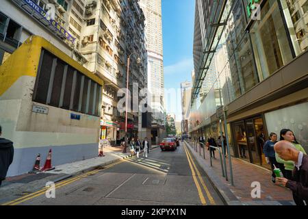 HONG KONG - CIRCA DECEMBER, 2019: street level view of Hong Kong Stock Photo