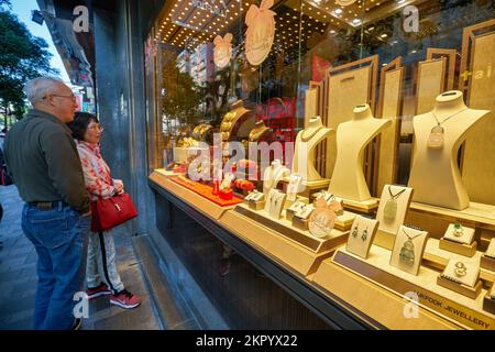 HONG KONG - CIRCA DECEMBER, 2019: jewelleries on display at store in Hong Kong. Stock Photo