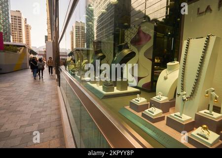 HONG KONG - CIRCA DECEMBER, 2019: jewelleries on display at store in Hong Kong. Stock Photo