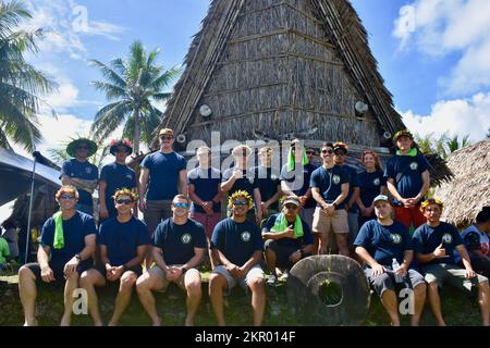 The crew USCGC Oliver Henry (WPC 1140) attend Yap’s first-ever World Coconut Day celebration as honorary guests on Nov. 4, 2022.  The whole of community event celebrates the coconut tree as the tree of life, and festivities included a parade, a large spread of island cuisine, ceremonial dances, and fun activities. The crew was also honored to host Yap's Council of Pilung – the council of traditional chiefs, aboard the ship. Stock Photo