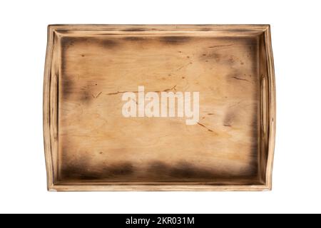 Empty wooden box isolated on white, Wooden grocery box Stock Photo