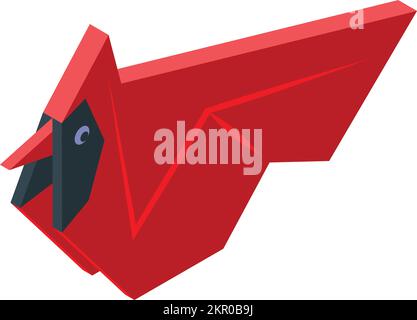 Red origami bird icon isometric vector. Animal paper. Geometric folded Stock Vector