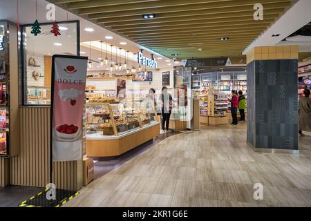 HONG KONG - CIRCA DECEMBER, 2019: various leavened breads on display at Panash bakery in the town centre of Sha Tin. Stock Photo