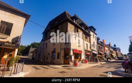 Summer street of Aubigny-sur-Nere in afternoon Stock Photo