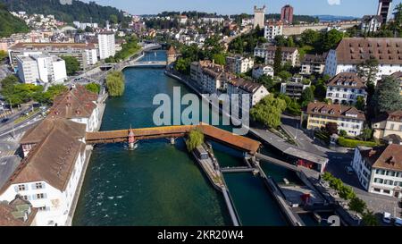 Spreuer Bridge or Spreuerbrücke, Lucerne, Switzerland Stock Photo