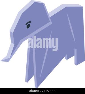 Origami elephant icon isometric vector. Animal paper. Cute folded Stock Vector