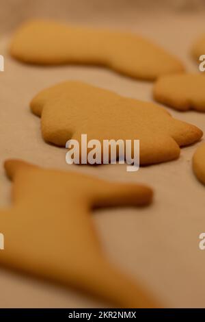 Fresh, Homemade Christmas Cookies Still on the Cookie Sheet Stock Photo