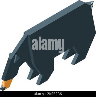 Origami bear icon isometric vector. Animal paper. Geometric folded Stock Vector