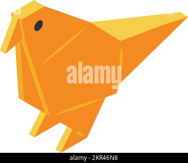 Parrot origami icon isometric vector. Paper animal. Logo bird Stock Vector