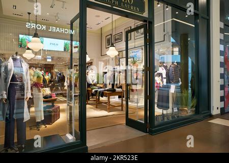 SAINT PETERSBURG, RUSSIA - CIRCA SEPTEMBER, 2022: entrance to Polo Ralph Lauren store. Stock Photo