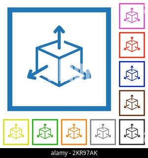 Scalability flat color icons in square frames on white background Stock Vector