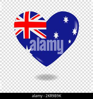 Volumetric heart of Australia on checkered background denoting transparency, vector image Stock Vector