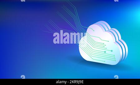 Business background with cloud technologies concept. Blue and orange data cloud 3d illustration for website or poster. Vector illustration Stock Vector