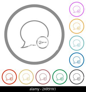 Message secure outline flat color icons in round outlines on white background Stock Vector