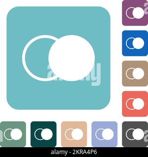 Overlapping elements white flat icons on color rounded square backgrounds Stock Vector