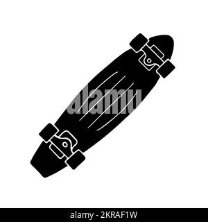 Vector hand drawn doodle sketch black cruiser skateboard isolated on white background Stock Vector