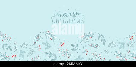 Lovely hand drawn winter branches christmas template, great for cards, banners, wallpapers - vector design Stock Vector