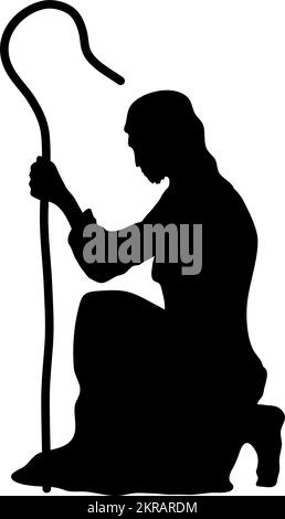 saint joseph manger silhouette style Stock Vector