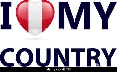 Heart with Peruvian flag colors. I Love My Country - Peru Stock Vector