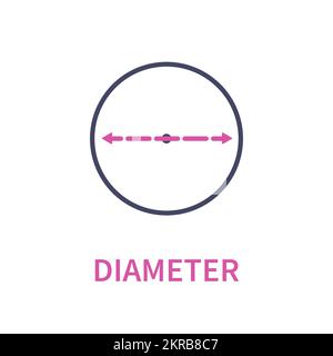 Diameter circle geometric diagram icon Stock Vector