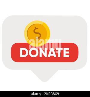 Donate chat. Donation button. Charity day. Stock Vector