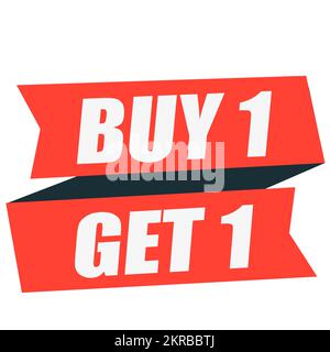 Buy 1 get 1 free promotion banner with ribbon Stock Vector