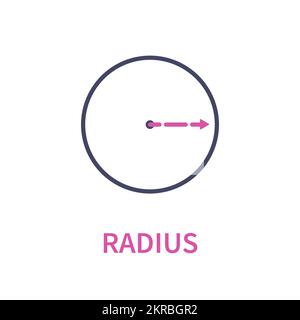 Radius circle geometric diagram icon Stock Vector
