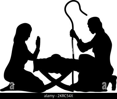 holy family characters silhouettes style Stock Vector