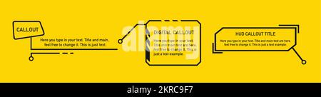 Digital callouts, titles frame text. Set of templates, modern banners, presentation isolated. Stock Vector