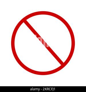 Blank red forbidden sign. Stop and parking prohibited symbol. No entry icon. Warning pictogram. Graphic communication element isolated on white background. Vector illustration Stock Vector