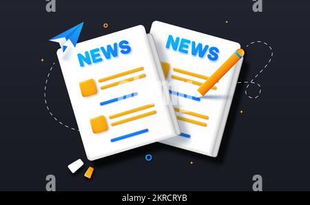 Concept News update. Verified information in social networks and Internet. Icon, graphic element for website. Mass media metaphor. Online search for k Stock Vector