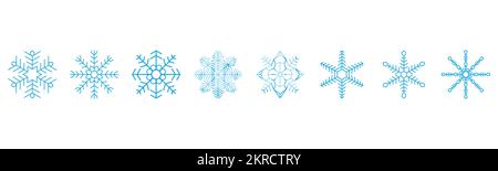 Snowflake set on isolated background. Isolated snowflake collection. Frost background. Christmas icon. Vector illustration Stock Vector