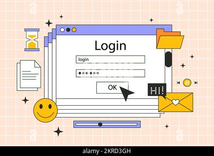 Computer window set Stock Vector