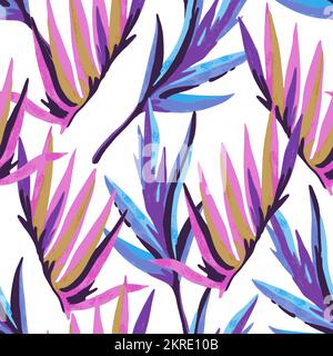 Psychedelic ornamental pattern. Watercolor hand drawn texture with floral and botanical ornate shapes and motifs.  Stock Vector