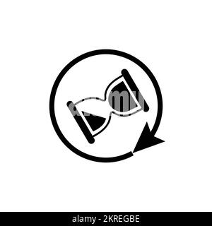 Hourglass turning with arrow symbol isolated vector icon illustration. Timer symbol. Stock Vector