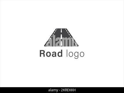 road construction logo road maintenance creative sign concept. Paving design template vector icon idea with highway. Transportation and traffic theme. Stock Vector