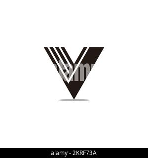letter v stripes 3d flat logo vector Stock Vector