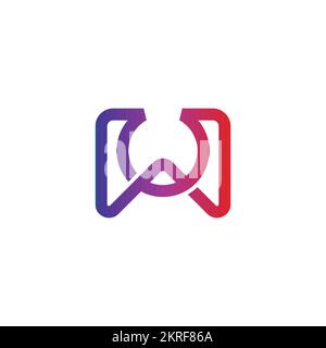 letter wo gradient linked line logo vector Stock Vector