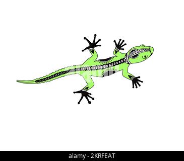 lizard gecko in decorative flat style, vector illustration Stock Vector
